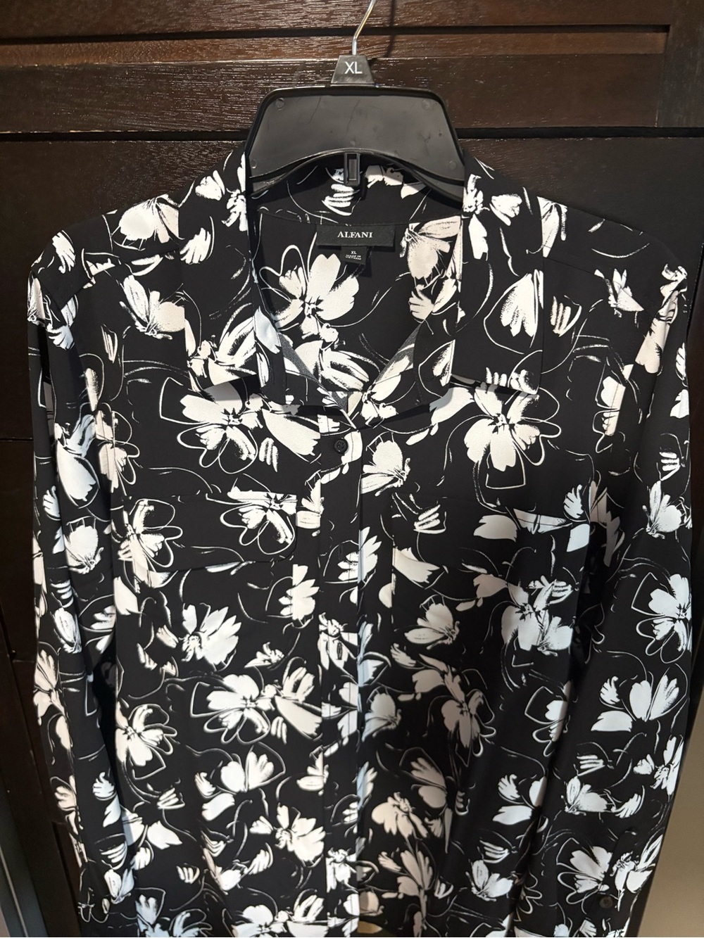 Alfani Black Button-Up Floral Shirt Jacket